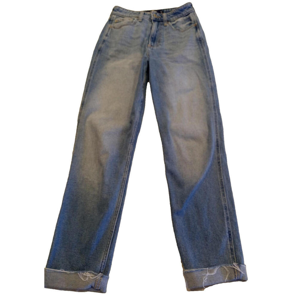 Hollister Ultra High Rise Mom Jeans Women's 24x27 Medium Wash Distressed Hem